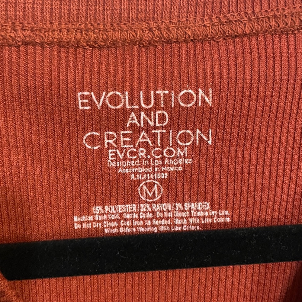 Dark Orange Rust Colored EV&C Evolution and Creation Side Knot Workout Yoga Tank - Picture 4 of 6